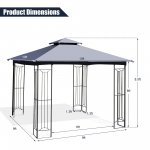 Costway 10' x 10' Patio Canopy Gazebo Outdoor 2-Tier Steel Tent Heavy-Duty L-Shaped