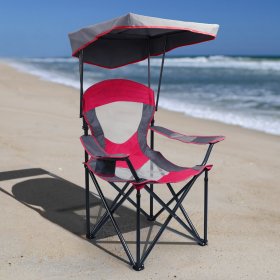 Alpha Camp Folding Beach Canopy Chair Sun Protection Camping Chair with Cup Holder, Red