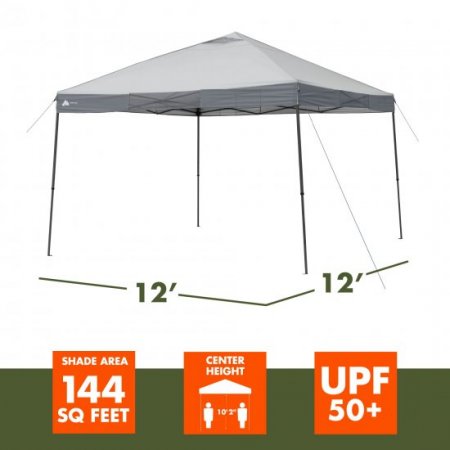 Ozark Trail 12' x 12' Instant Straight Leg Canopy for Camping Gray