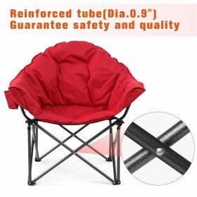 Alpha Camp Oversized Foldable Camping Chair Padded Saucer Moon Chair With Cup Holder