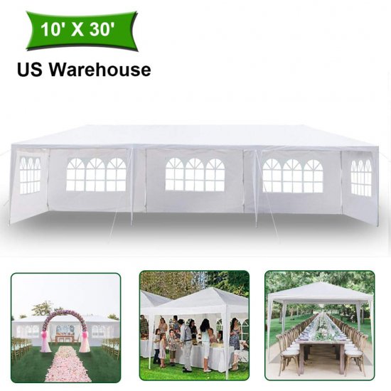 Ktaxon 10\'x30\' Canopy Wedding Party Tent Outdoor Gazebo White 5 Sidewalls