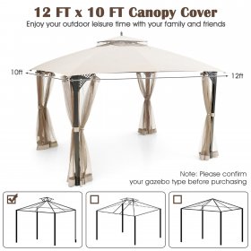 Costway 10' x 12' Patio Gazebo Replacement Top Cover 2-Tier Canopy CPAI-84 Outdoor Beige