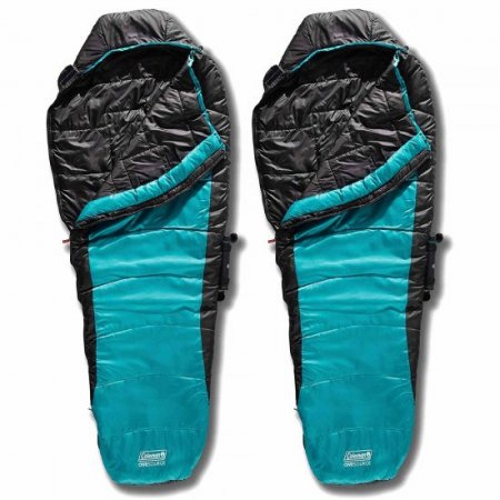 Coleman OneSource Rechargeable Adjustable Heated Sleeping Bag, Teal, 2 Pack