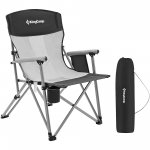 KingCamp Outdoor Camping Folding Chair Heavy Duty Breathable Mesh Back Lawn Chairs for Adults with Cup Holder Black