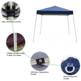 Ktaxon Pop up Tent 10' x 10' Gazebo Backyard Canopy Sun Shade Blue