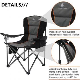 Heavy Duty Portable Outdoor Camping Folding Chair With Cup Holder