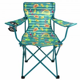 Ozark Trail Camp Chair, Taco Design, Green with Blue, Adult