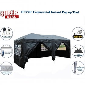 Ktaxon 10'x20' Pop Up Gazebo Party Wedding Event Tent,Canopy Marquee,Black