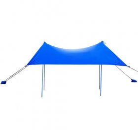 10 Foot Ride 9 Foot Family Beach Tent Canopy Sunshade with 4 Poles-Blue