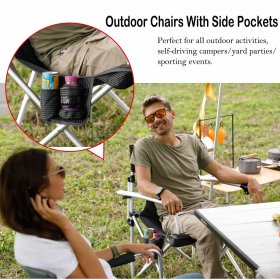 KingCamp Folding Camping Chairs Outdoor Portable Deluxe Folding Chair Aluminum Hard Armrest with Cup Holder Heavy Duty Supports 300 lbs