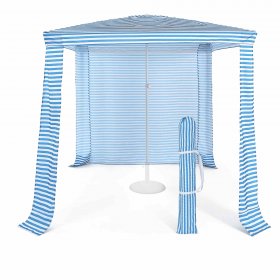 Costway 6.6' x 6.6' Foldable Beach Cabana Easy-Setup Beach Canopy W/ Carry Bag Blue