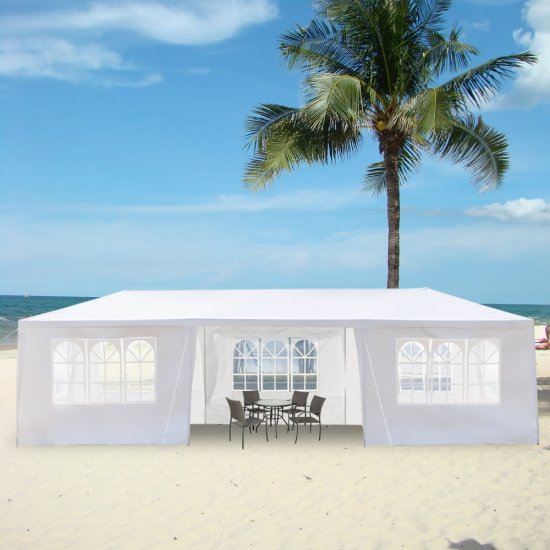 Ktaxon 10\'x30\' Outdoor Gazebo Canopy Wedding Party 118 in. Tent 7 White Sidewalls