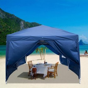 Ktaxon 10'X20' Pop up Tent Beach Canopy W/ Carry Bag with 6 Sidewalls Blue