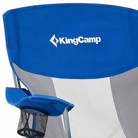 KingCamp Mesh Oversized Outdoor Camping Chair with Cupholder, Blue/Grey