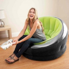 Intex Empire Lime Green Inflatable Blow Up Lounge Dorm Camping Chair & Air Pump