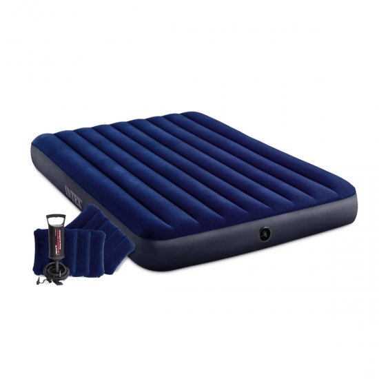 Intex Double Inflatable Mattress + 2 Pillows + Pump / Camping Set