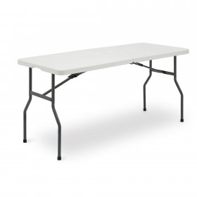 Ozark Trail 5-Foot Center Half Folding Table, White (Indoor and Outdoor Use), Size 5ft