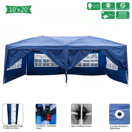 Ktaxon 10\' x 20\' Pop up Canopy Gazebo Cover Wedding Party Tent Blue