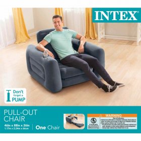 Intex Intex Inflatable Pull Out Sofa Chair Sleeper with Twin Sized Air Bed MattressGrey