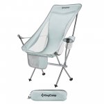 KingCamp Lightweight Highback Camping Chair with Cupholder & Pocket, Grey