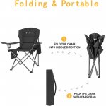 KingCamp Oversized Outdoor Camping Folding Chair, Ultralight Collapsible Padded Arm Chair for Adults, Supports 300 lbs,Black