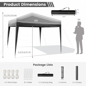 Costway Patio 10x10ft Outdoor Instant Pop-up Canopy Folding Sun Shelter Carry Bag Grey