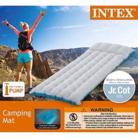 Intex 67997E Inflatable Camping Mattress, Grey Bundle with Intex Giant Bellows Foot Pump