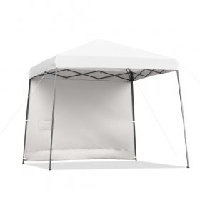 10 x 10 Feet Pop Up Tent Slant Leg Canopy with Detachable Side Wall-White
