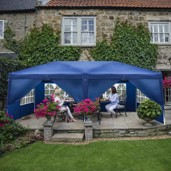Ktaxon 10\'x20\' Canopy Pop up Wedding Party Tent Blue W/6 Blue