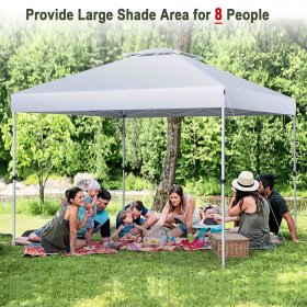 Costway 2-Tier 10' x 10' Pop-up Canopy Tent Instant Gazebo Adjustable Carry Bag with Wheel White