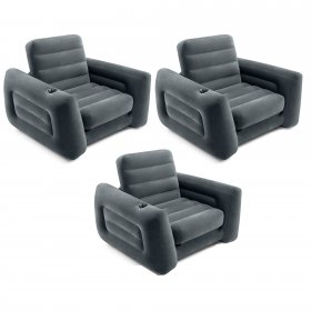 Intex Inflatable Pull Out Sofa Chair Sleeper w/ Twin Sized Air Mattress (3 Pack)