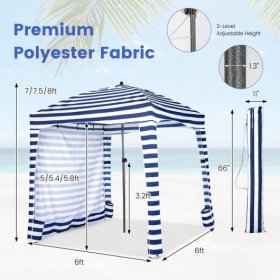 6 x 6 Feet Foldable Beach Cabana Tent with Carrying Bag and Detachable Sidewall