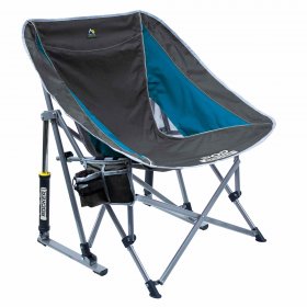 GCI Outdoor Pod Rocker Chair, Pewter/Saybrook Blue, Adult Chair, Gift for mom, Gift for dad