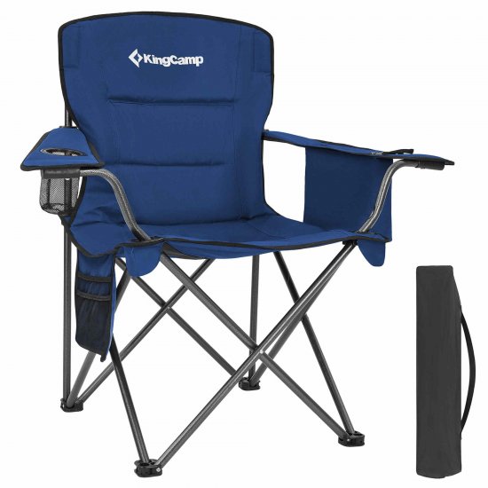 KingCamp Padded Chair with Cupholder, Cooler, and Pocket, Blue (2 Pack)