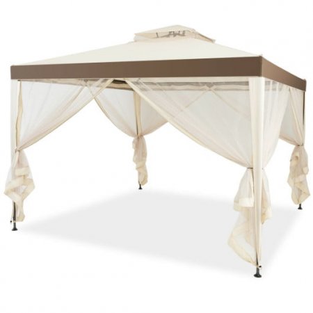 Canopy Gazebo Tent Shelter Garden Lawn Patio with Mosquito Netting-Beige