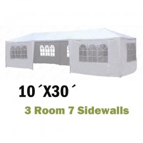 Ktaxon 10' x 30' Canopy Party Wedding Tent White Gazebo Pavilion w/7 Side Walls