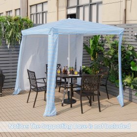 Costway 6.6' x 6.6' Foldable Beach Cabana Easy-Setup Beach Canopy W/ Carry Bag Blue